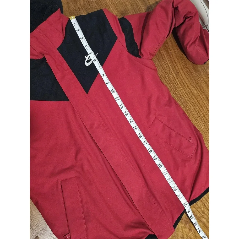 Nike Jacket Youth Large 14-16 Red Black Reversible Fleece Puffer Hooded